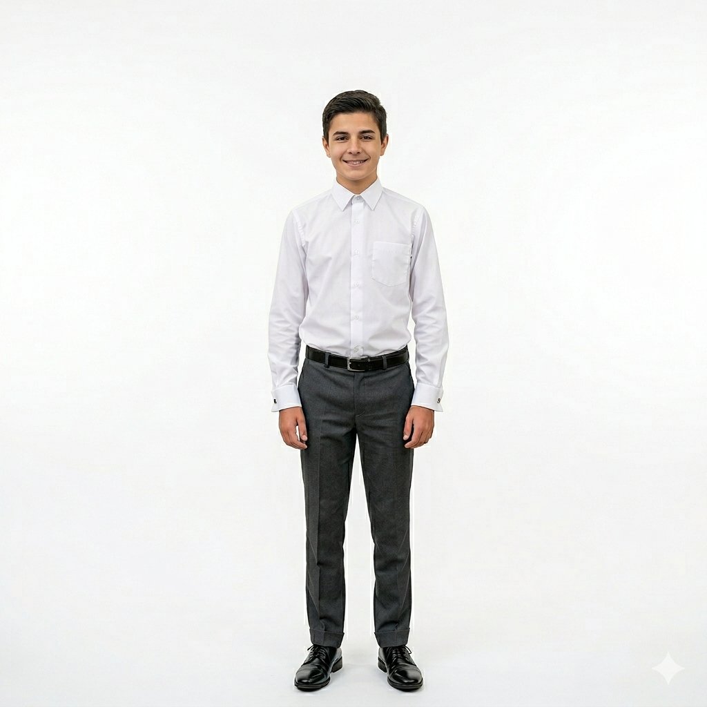 Premium Uniform  White Shirt & Dark Gray Pant