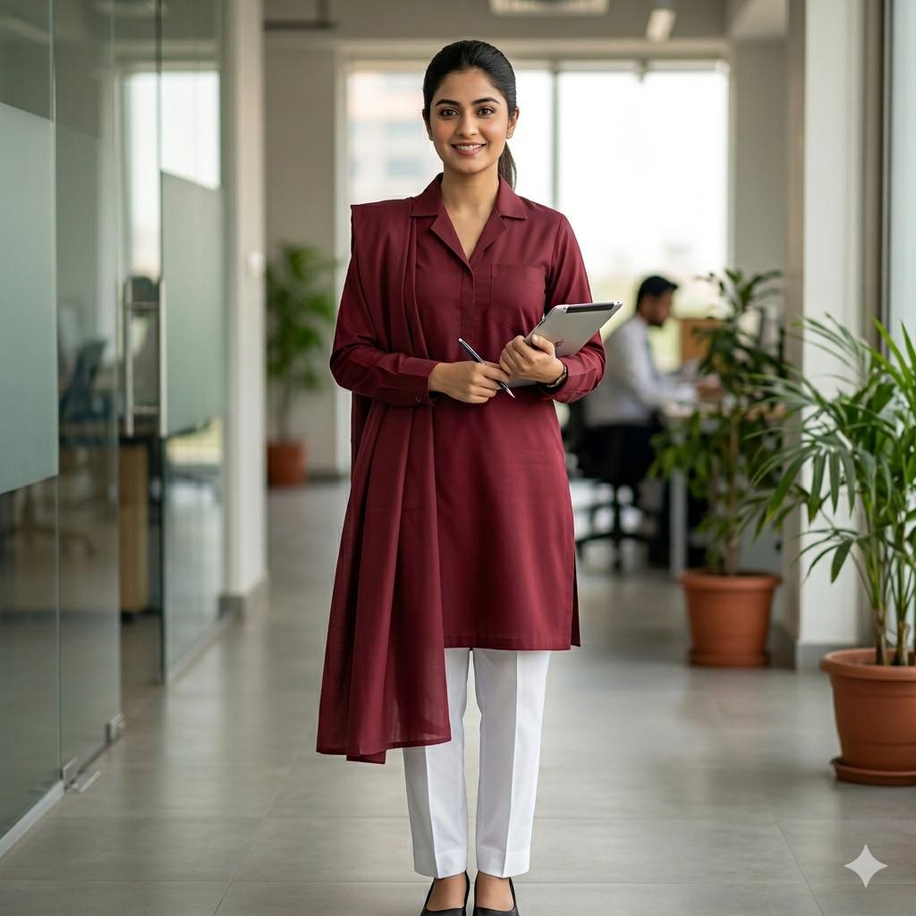 Mehroon shirt with dupatta White trouser Soft finish with premium quality