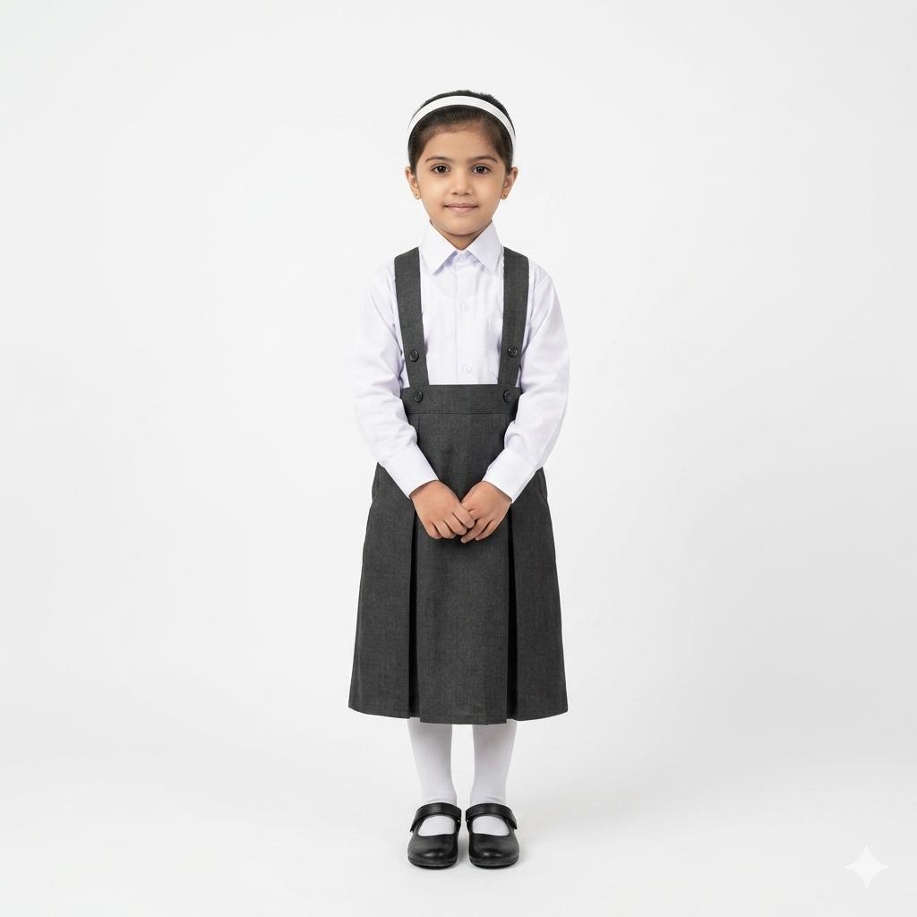 White shirt White tide Malaysia grey skirt