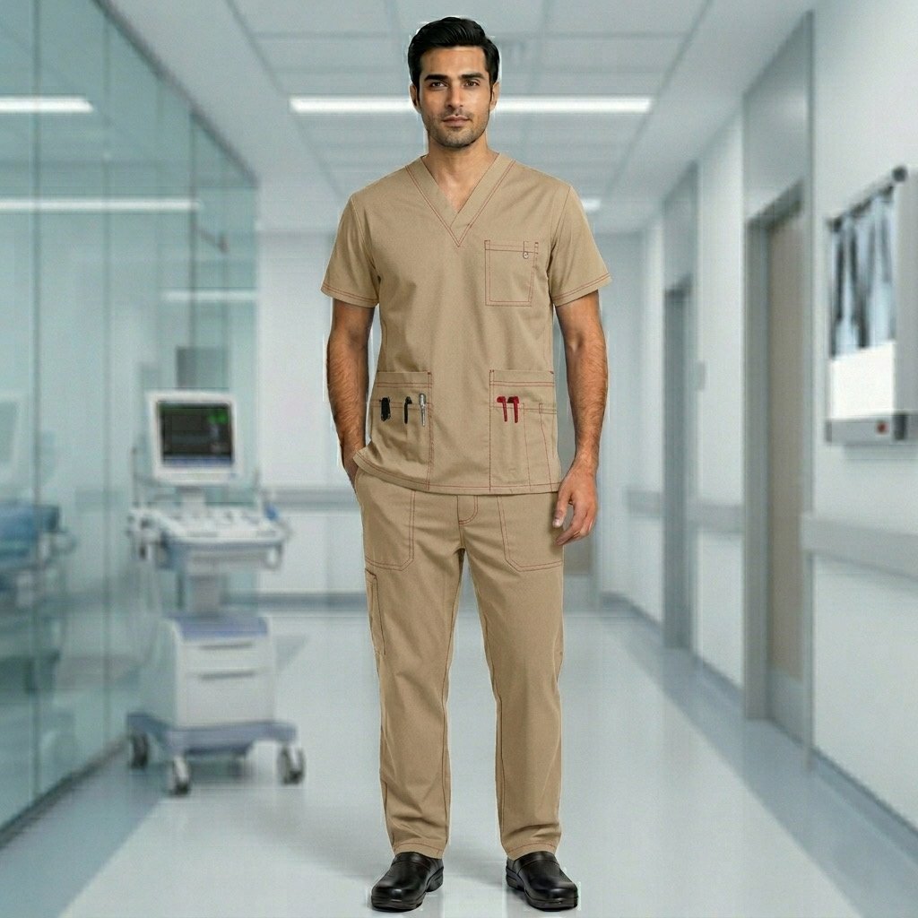 Premium Men's Wash & Wear Scrub Set with Contrast Stitching