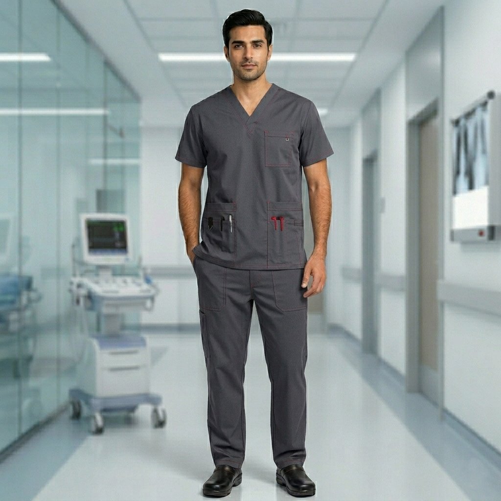 Premium Men's Wash & Wear Scrub Set with Contrast Stitching