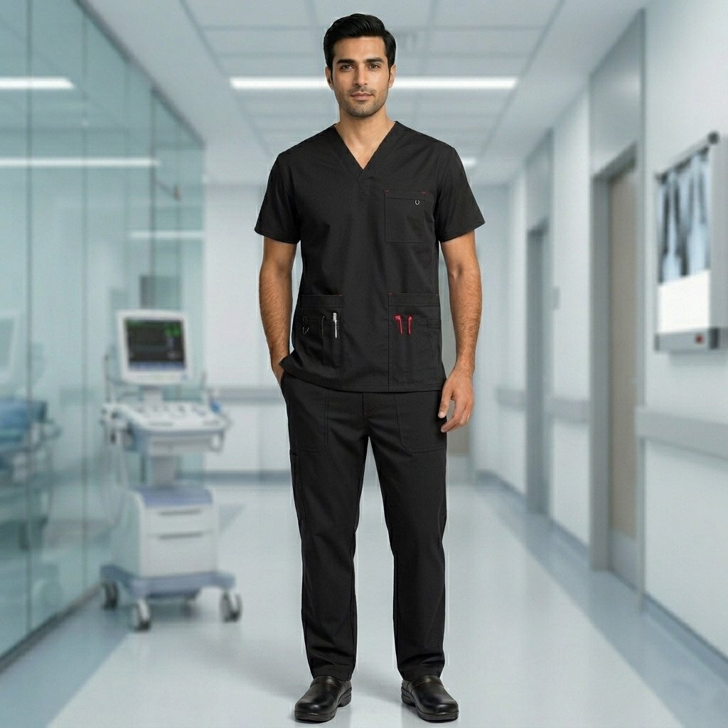 Premium Men's Wash & Wear Scrub Set with Contrast Stitching