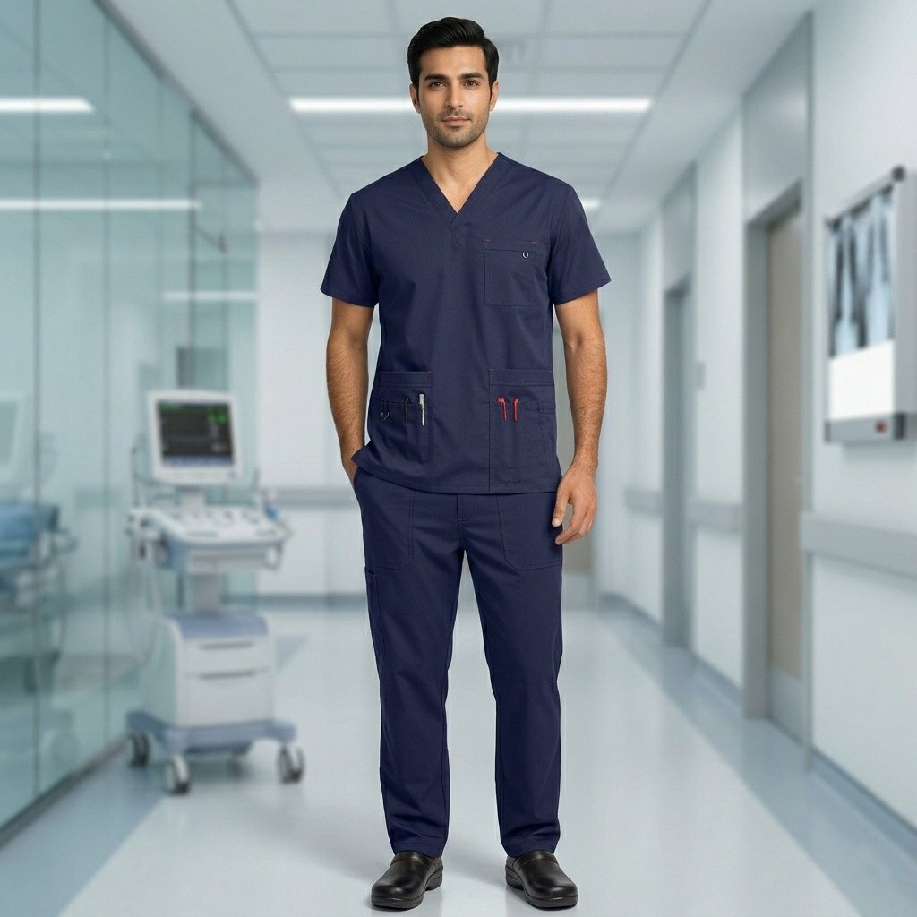 Premium Men's Wash & Wear Scrub Set with Contrast Stitching