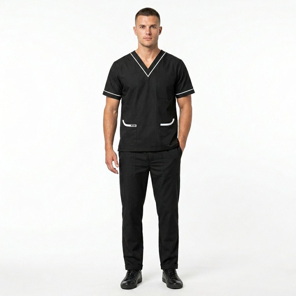 Premium Men's Wash & Wear Scrub Set with Contrast Piping