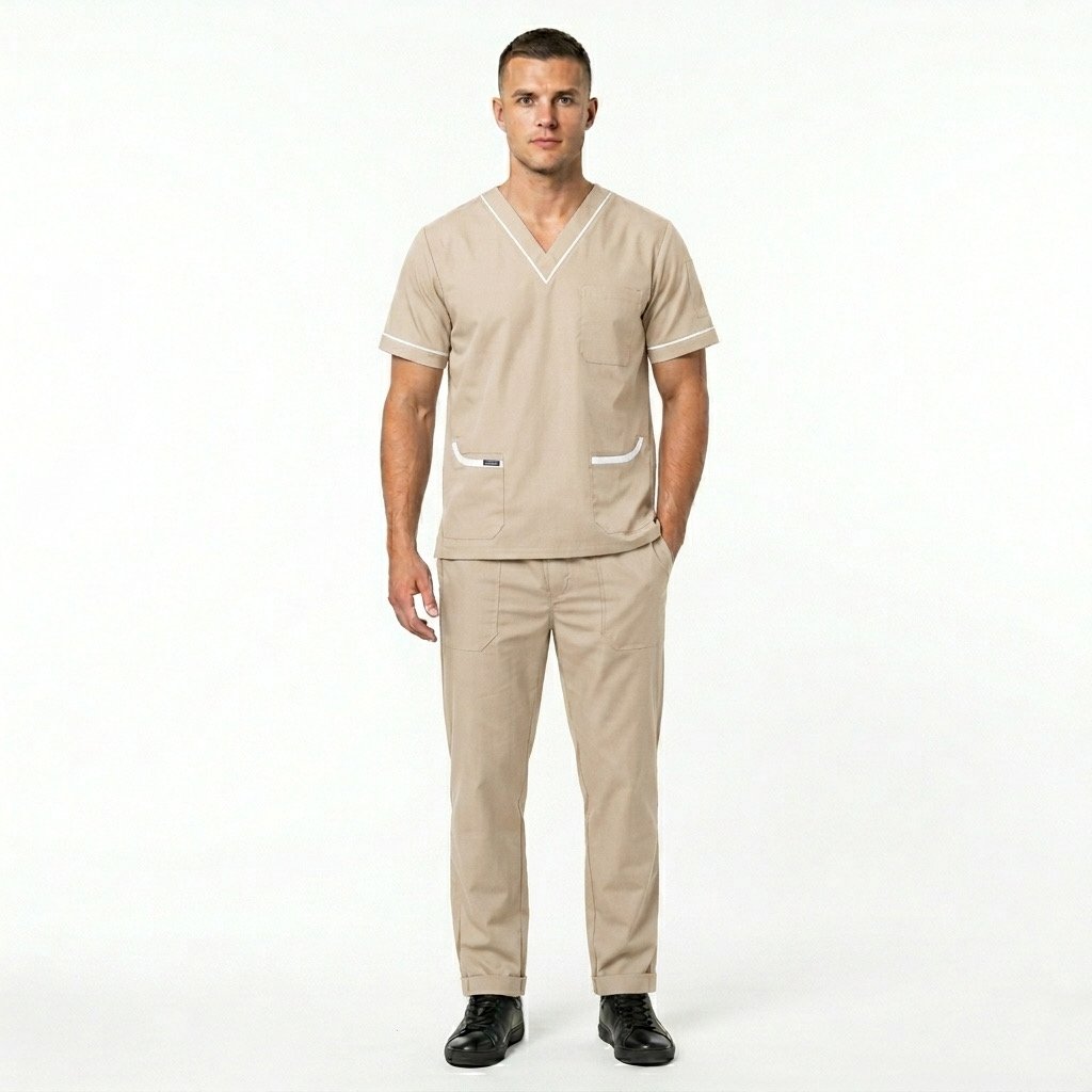 Premium Men's Wash & Wear Scrub Set with Contrast Piping