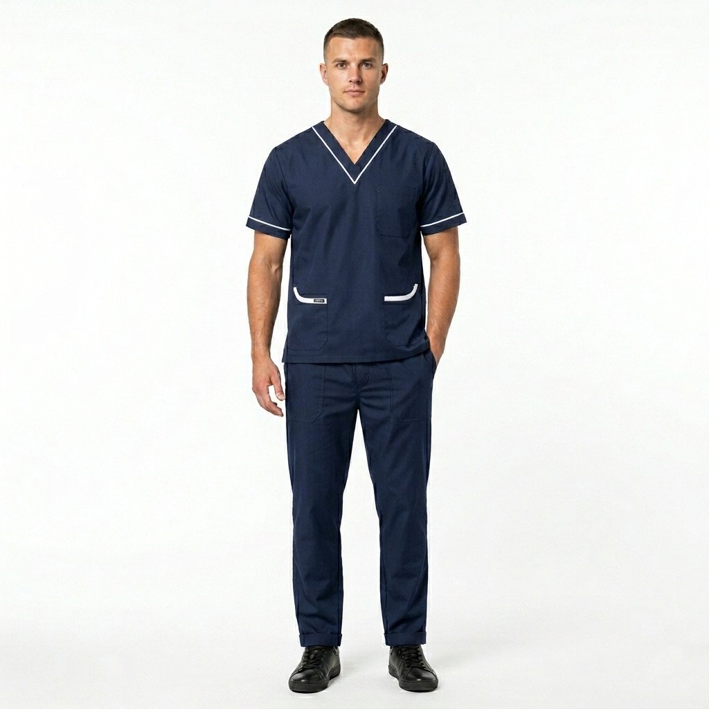 Premium Men's Wash & Wear Scrub Set with Contrast Piping