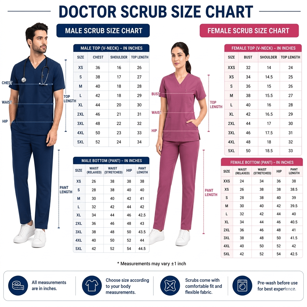 Premium Men's Wash & Wear Scrub Set with Contrast Piping