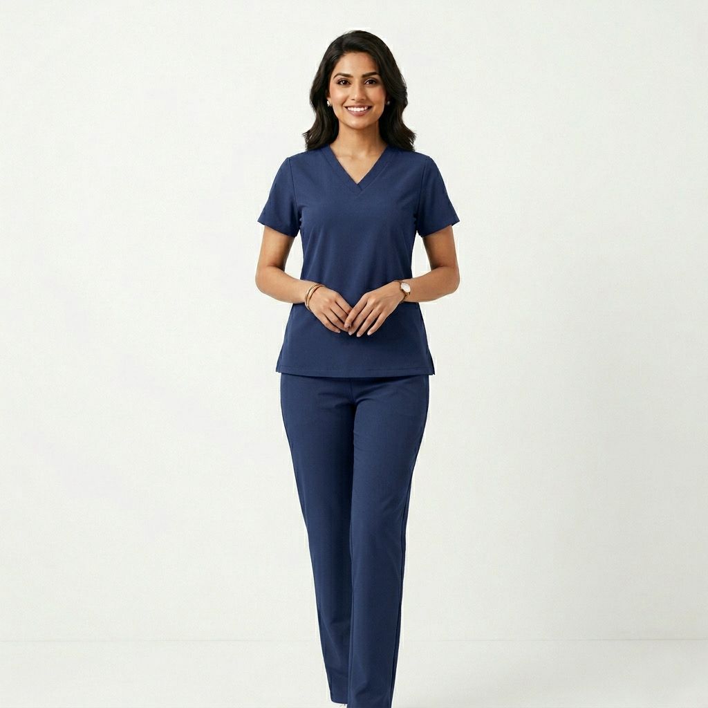 East Flair Women’s Premium V-Neck Medical Scrub Set – Professional Healthcare Uniform