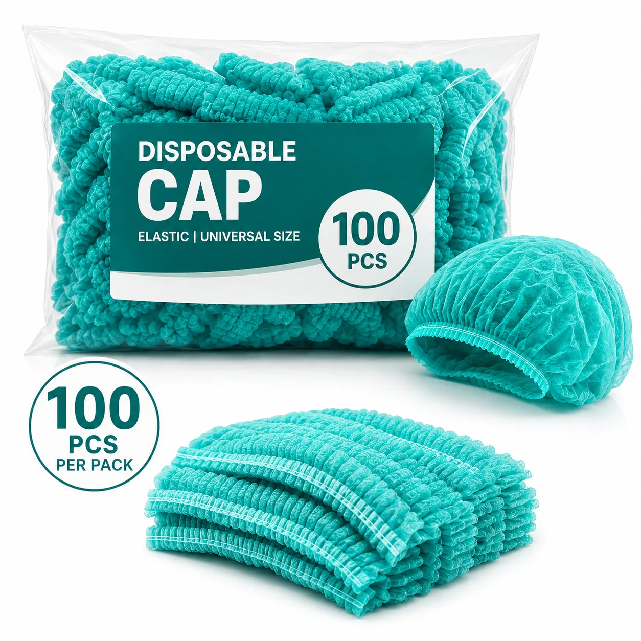 Disposable Elastic Hair Caps – 100 PCS Pack