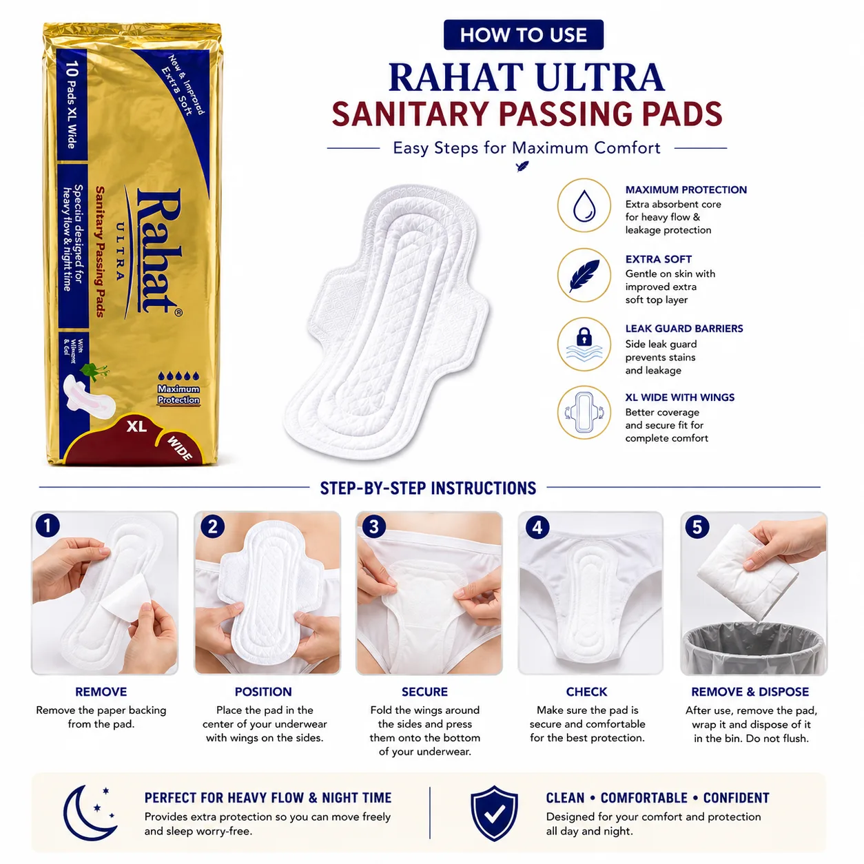 Rahat Premium Super Plus Sanitary Pads – 10 Count