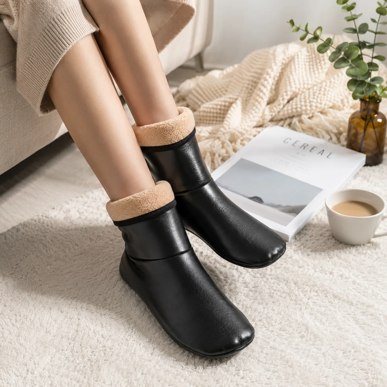 Winter Thermal Warm Waterproof Leather Socks for Men's Women & Girls
